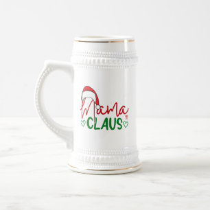 Mama Claus Weihnachtsdesign Bierglas