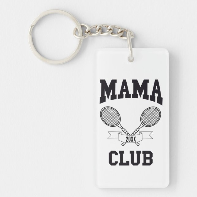 Mama Club Tennis Racket Gefasste Spiele Schlüsselanhänger (Vorderseite)