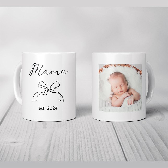 Mama | Coquette Black Bow and Baby's Foto Kaffeetasse (Von Creator hochgeladen)