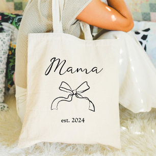Mama Coquette Black Bow and Script Tote Bag Tragetasche