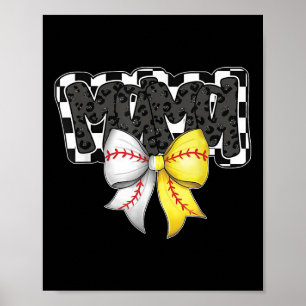 Mama Coquette Bow Game Day Baseball Softball Cheer Poster