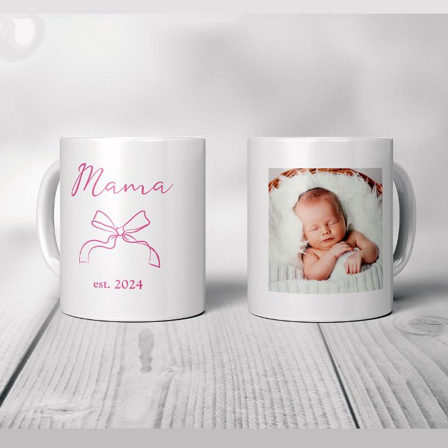 Mama | Coquette Pink Bow und Baby's Foto Kaffeetasse (Von Creator hochgeladen)