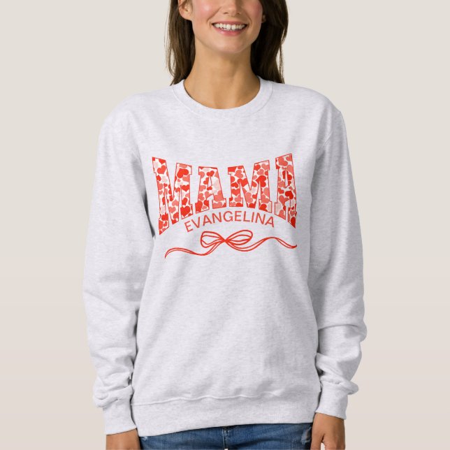 MAMA Coquette Valentinstag Herz Personalisiert Sweatshirt (Vorderseite)