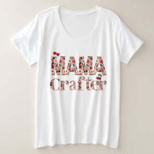 Mama Crafter Kirsch-Design-Typografie Große Größe T-Shirt