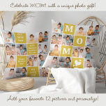 MAMA Custom 12 Foto Collage Modernes Gelb Kissen<br><div class="desc">Feiern Sie die bemerkenswerte Reise der Mutterschaft mit unserem Foto Collage Kissen der Modernen MAMA - eine reizvolle Mischung aus Stil, Stimmung und Personalisierung. Dieses charmante Kissen ist das perfekte Muttertagsgeschenk, das wertvolle Erinnerungen in einem kühlen und modernen Design einfängt, das Mütter lieben werden. Produktmerkmale: Kühle Farbblockdesign: Die auffälligen, lebhaften...</div>