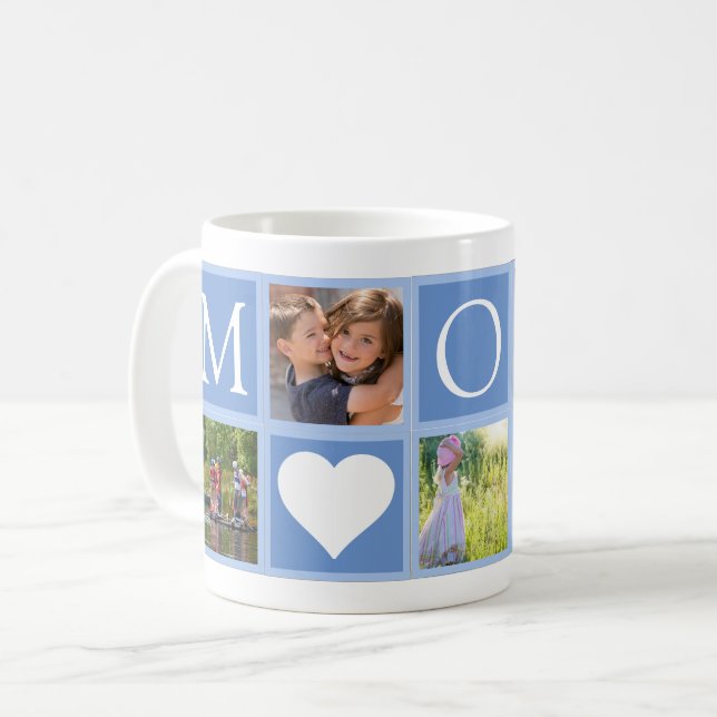 Mama Custom 5 Fotos Hearblau Kaffeetasse (Vorderseite Links)