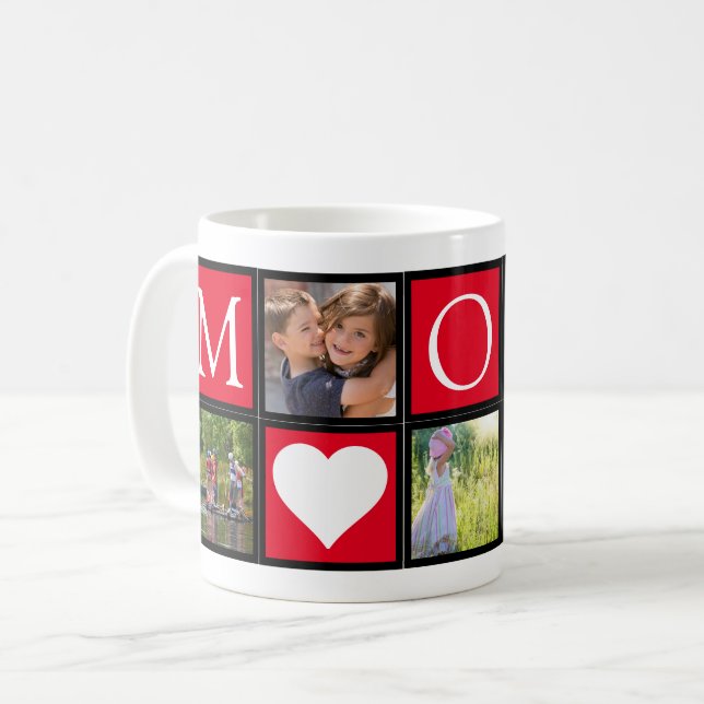 Mama Custom 5 Fotos Herz Red Coffee Tasse (Vorderseite Links)