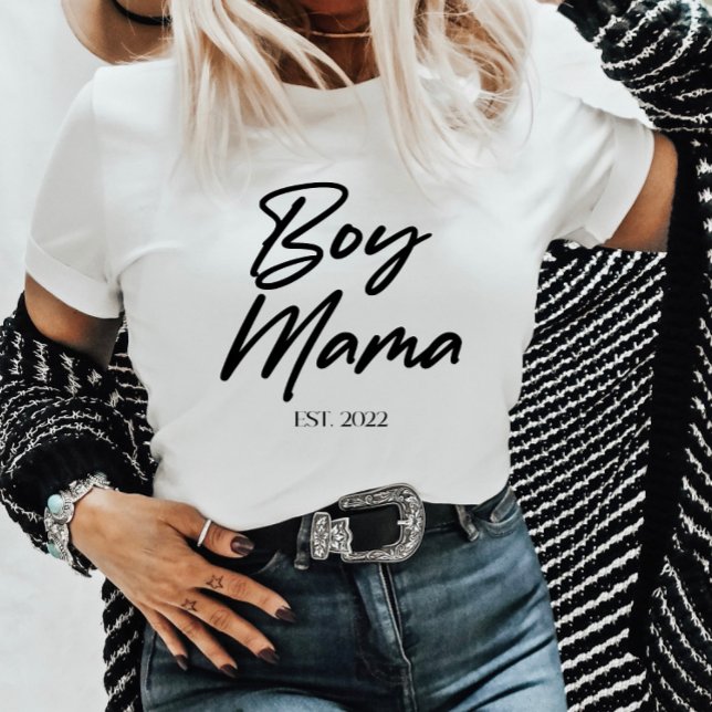 Mama Custom Est. Jahr Minimale Mama Mutter Mama T-Shirt (Von Creator hochgeladen)