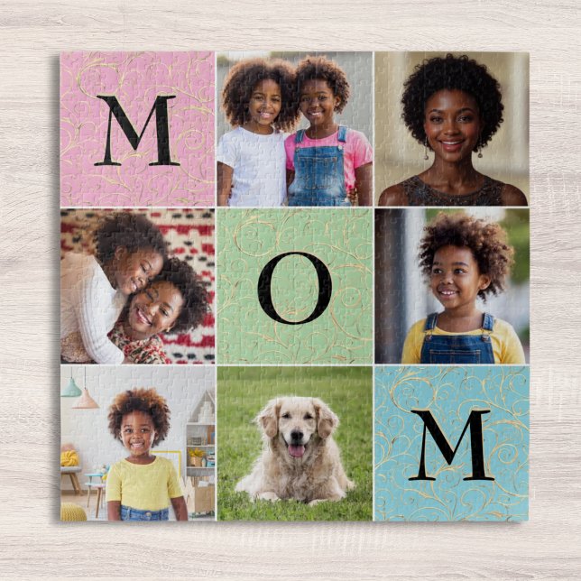 Mama Custom Foto Collage 6 Bilder Platz Puzzle (A jigsaw puzzle for Mom on Mother's Day, to customize with 6 of your own photos)