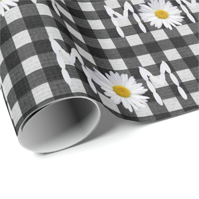 Mama Daisy auf Gingham Wrapping Paper Geschenkpapier (Rolleneckpunkt)