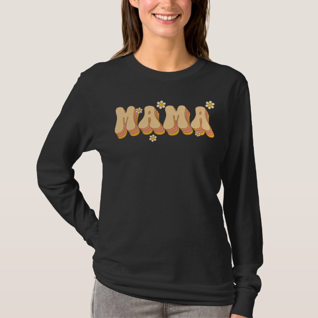 Mama Daisy Flowers Retro Groovy Style Gardeners Mo T-Shirt (Vorderseite)