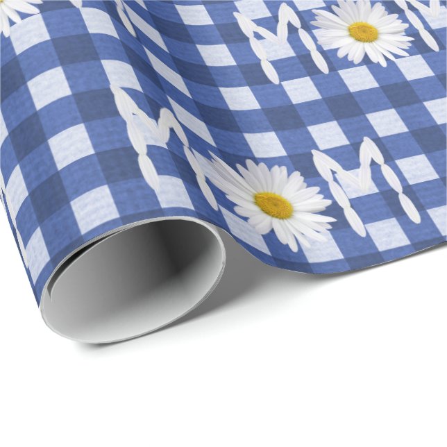 Mama Daisy on Gingham Geschenkpapier (Rolleneckpunkt)