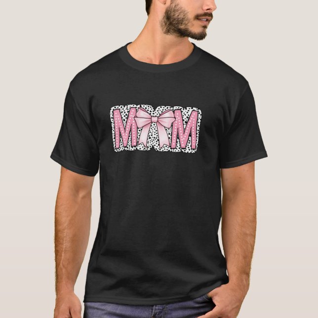 Mama Dalmatiner Dots Niedlich Coquette Bow Mama Mo T-Shirt (Vorderseite)