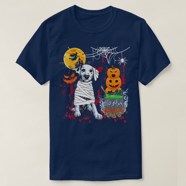 Mama Dalmatiner Hund Halloween Hund Beängstigenden T-Shirt (Design vorne)