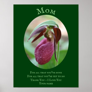 Mama danke Ihnen Liebe Pink Lady Slipper Personali Poster