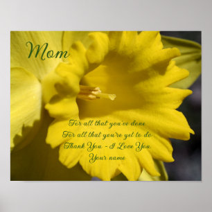 Mama Dankeschön Liebe Daffodische Blume Personalis Poster