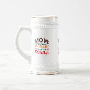 Mama: Das Herz unserer Familie - 22 oz Stein Desig Bierglas