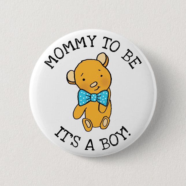 Mama, das ist ein Baby Teddy Bear Baby Shower Button (Vorderseite)