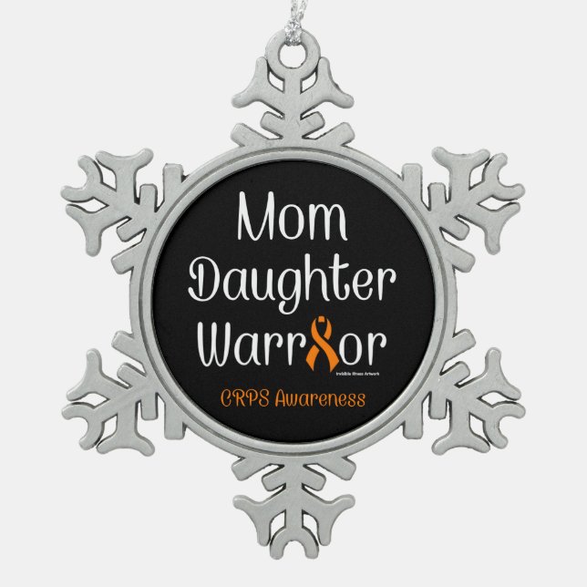 Mama Daughter Warrior...CRPS Schneeflocken Zinn-Ornament (Vorderseite)