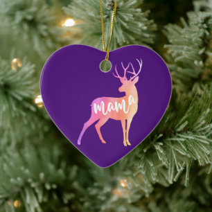 Mama Deer Watercolor Keramik Ornament