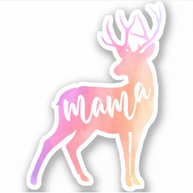 Mama Deer Watercolor Sticker (Vorderseite)