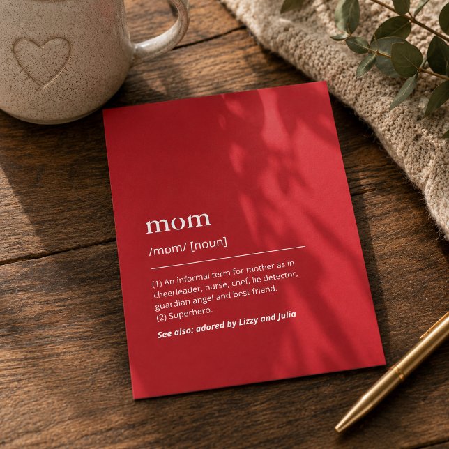 Mama Definition Red Modern Custom Kids Names Karte (Von Creator hochgeladen)