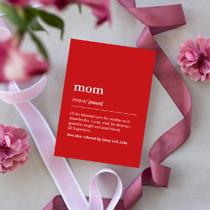 Mama Definition Red Modern Custom Kids Names Karte