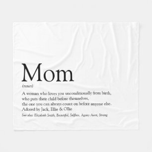 Mama Definition Spaß Cool Schwarz und Weiß Fleecedecke
