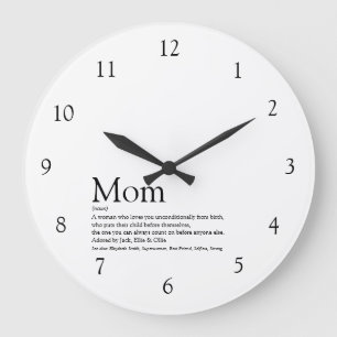 Mama Definition Zitat Modernes Schwarz und Weiß Große Wanduhr