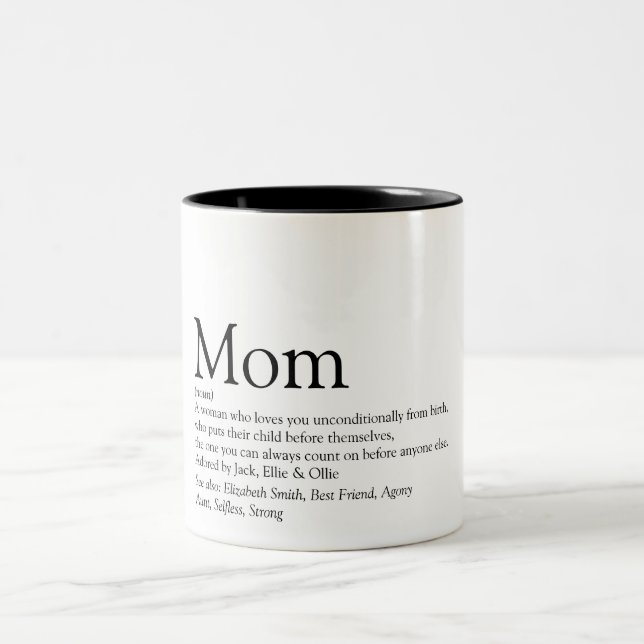 Mama Definition Zitat Schwarz/Weiß Zweifarbige Tasse (Mittel)