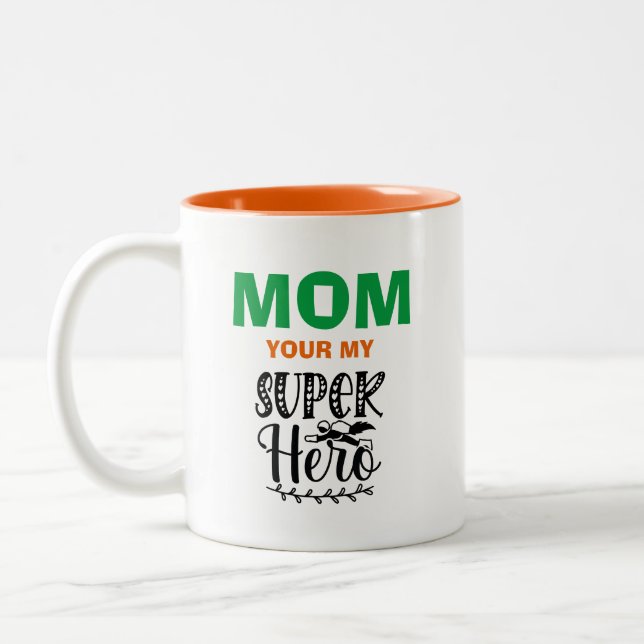 Mama dein Superheld Zweifarbige Tasse (Links)