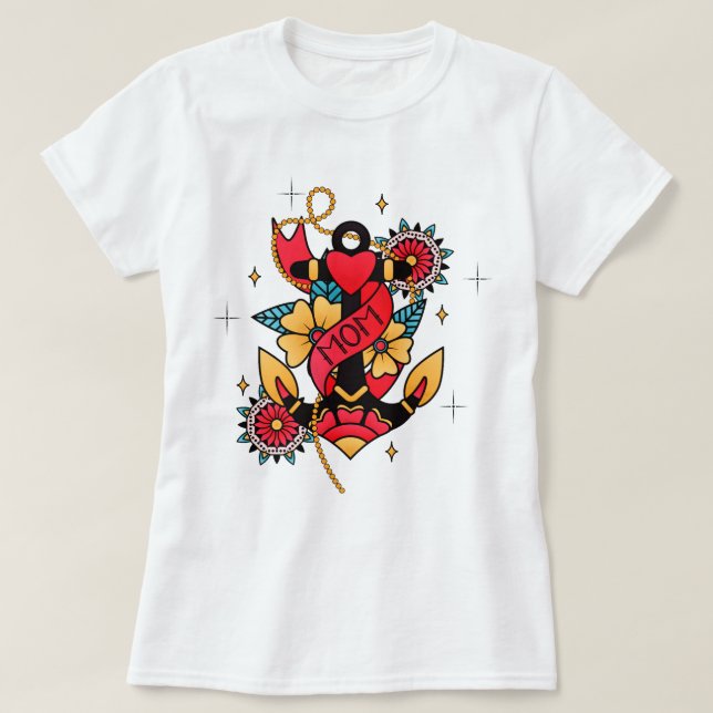 Mama Dekorative Ankeröffnung "Tattoo" T-Shirt (Design vorne)