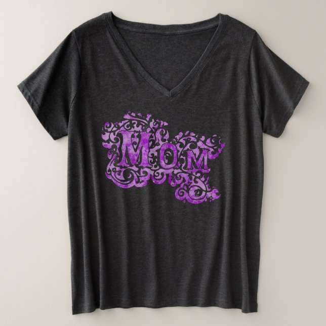 Mama dekorativer lila Text T - Shirt (Design vorne)