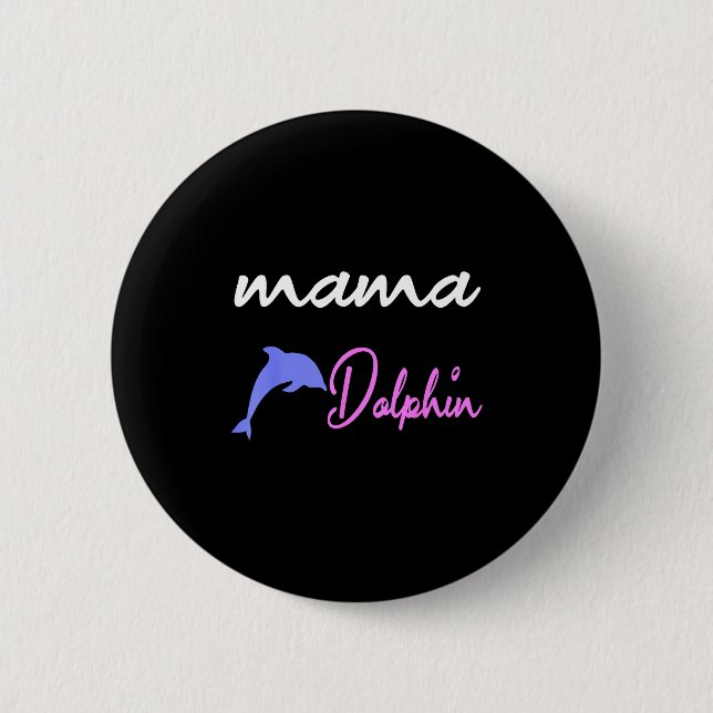 Mama-Delfin-Mutter süße Delfine Muttertag  Button (Vorderseite)