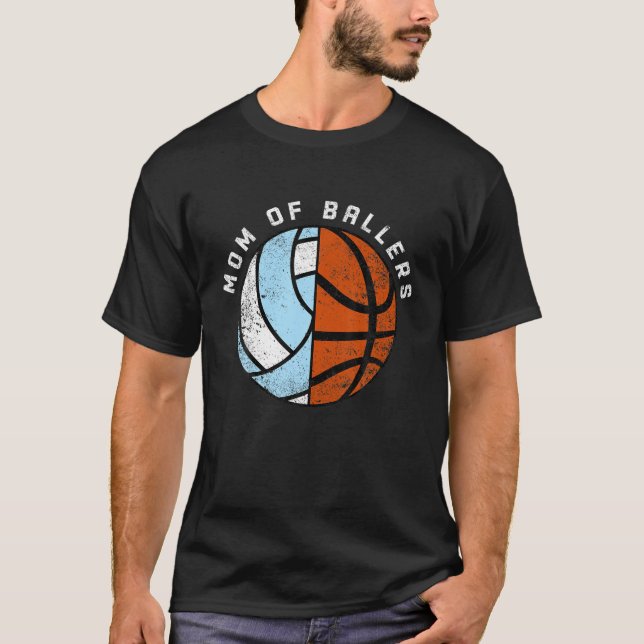 Mama der Baller Funny Volleyball Basketball Mama T T-Shirt (Vorderseite)