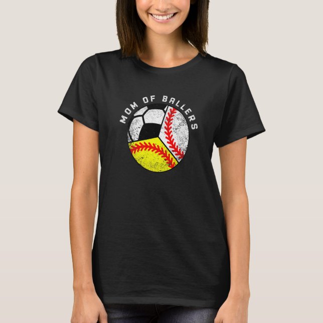 Mama der Ballers Baseball Softball-Fußball-Mama T-Shirt (Vorderseite)