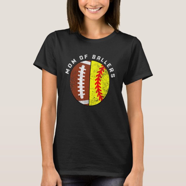 Mama der Ballers Football Softball Mama T-Shirt (Vorderseite)