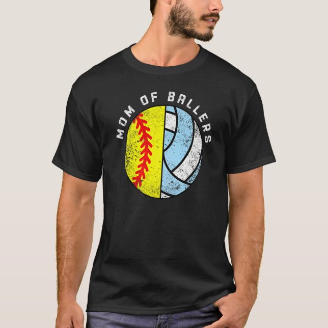 Mama der Ballers Softball Volleyball-Mama T-Shirt (Vorderseite)