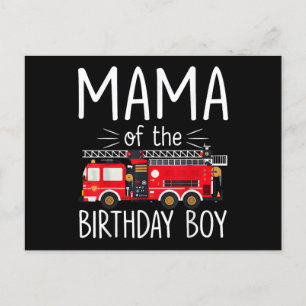 Mama der Birthday Boy Fire Truck Feuerwehrmann Feiertagspostkarte