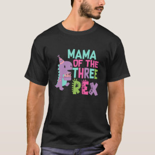 Mama der Drei-Rex-Geburtstag-Dinosaurier-Familienm T-Shirt