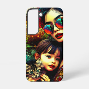 Mama der Farben und Tochter Asiatischer Blumengart Samsung Galaxy Hülle
