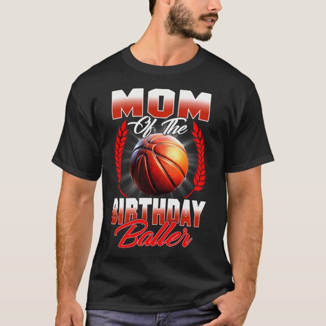 Mama der Geburtstagsbasketballfamilie T-Shirt (Vorderseite)