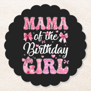 Mama der Geburtstagskameradine Rosa Coquette Bow Untersetzer