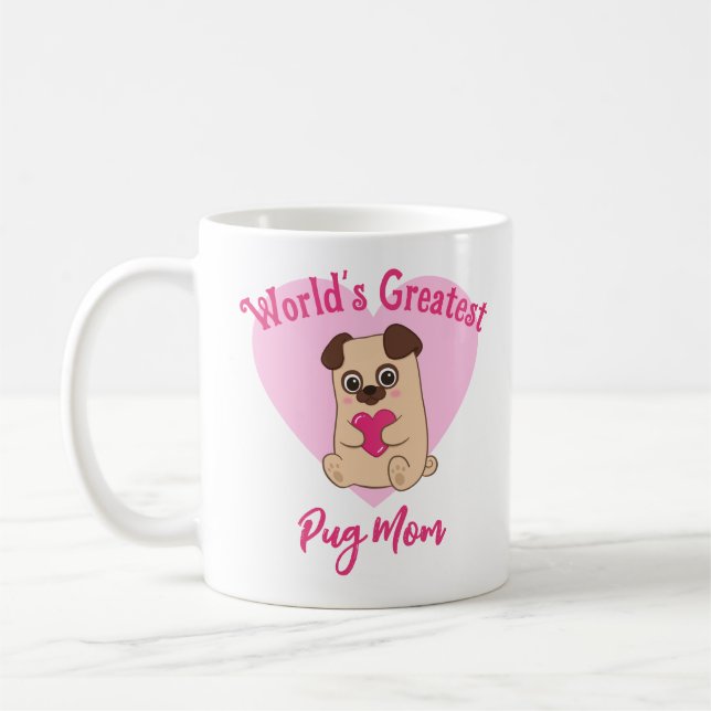 Mama der größten Mops der Welt Niedliches Rosa Her Kaffeetasse (Links)