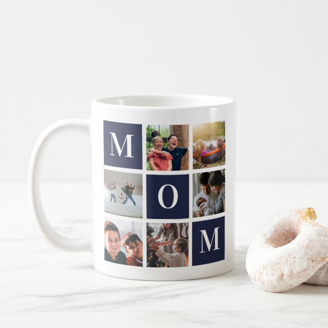 Mama der Marine Kolorblock Sechs FotoCollage Perso Kaffeetasse (Mit Donut)