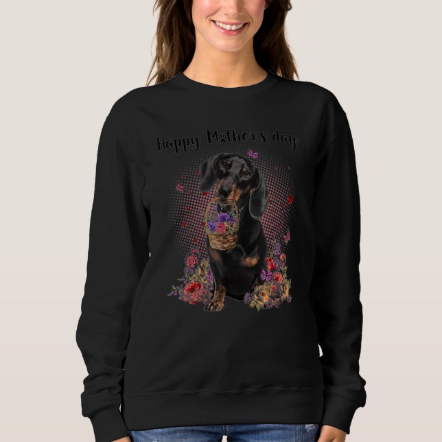 Mama der niedlichen Dackel Blume Glücklich Muttert Sweatshirt (Vorderseite)