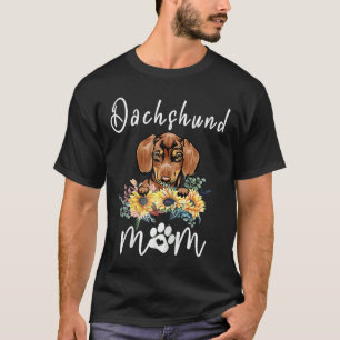 Mama der niedlichen Dackel Sonnenblumen Hund Mama T-Shirt