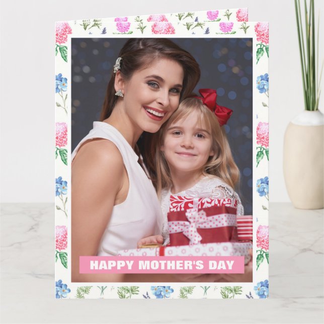 Mama der personalisierten Wildblume Foto der Mutte Karte (Vorderseite)