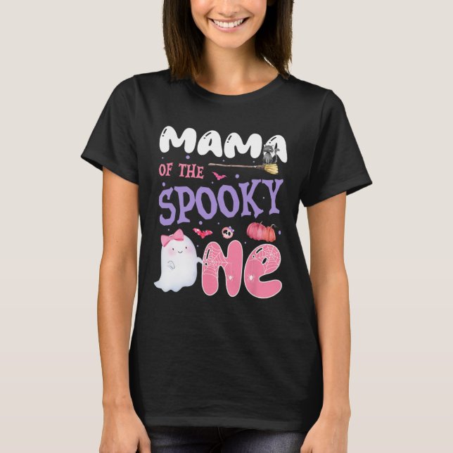 Mama der spöttischen 1. Geburtstags Halloween Rosa T-Shirt (Vorderseite)