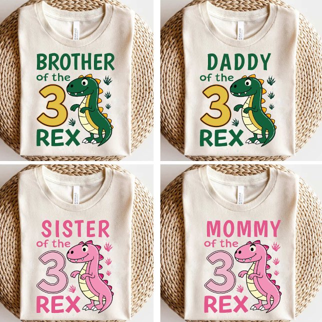 Mama der Three-Rex passenden Dinosaurier-Geburtsta T-Shirt (Mommy of the Three-Rex Matching Dinosaur Birthday T-Shirt)
